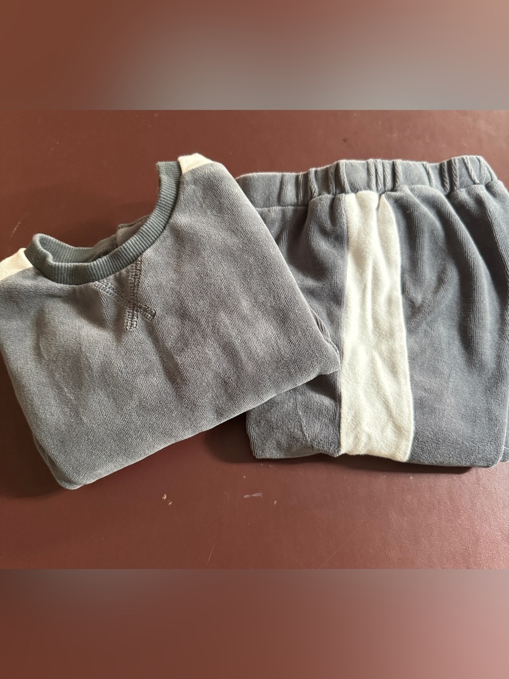 Kids Gray Sweatpants with Cream Side Stripe